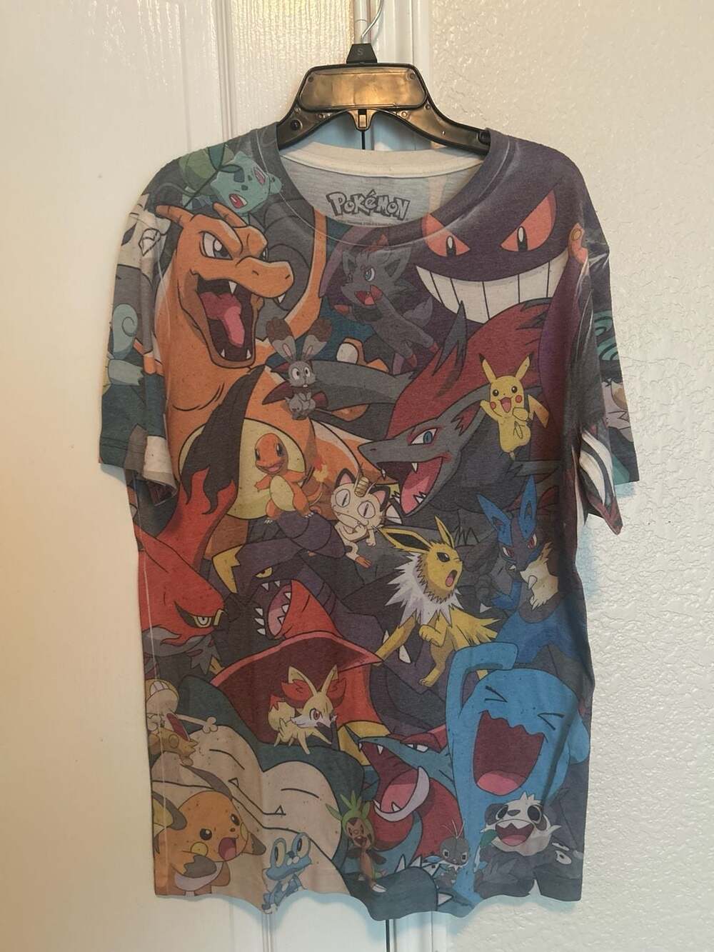 Pokémon 2016 All Over Print Character T-Shirt Featuring Pikachu Gengar Charizard